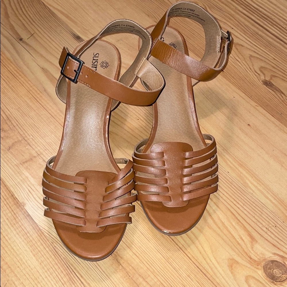 Susina Terra Wedge Sandal Brown Leather - Picture 2 of 14